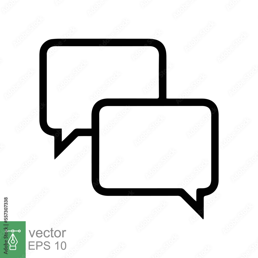 Talk bubble speech icon. Simple outline style. Blank empty bubbles, chat on line symbol template, communication concept. Vector illustration design isolated on white background. EPS 10. Talk bubble speech icon. Simple outline style. Blank empty bubbles, chat on line symbol template, communication concept. Vector illustration design isolated on white background. EPS 10.