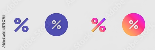 Percent isolated on background, sign, icon, symbol, 3d rendering.