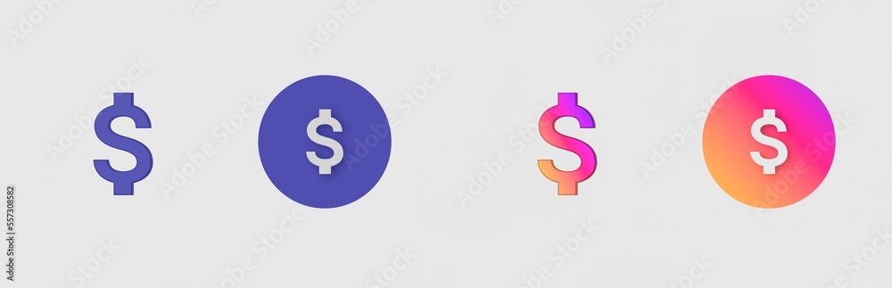 Dollar, Money, Bank isolated on background, sign, icon, symbol, 3d rendering. Dollar, Money, Bank isolated on background, sign, icon, symbol, 3d rendering.