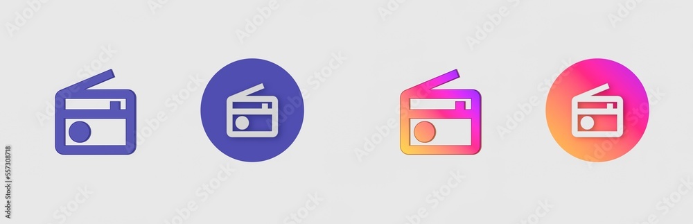 Radio isolated on background, sign, icon, symbol, 3d rendering. Radio isolated on background, sign, icon, symbol, 3d rendering.