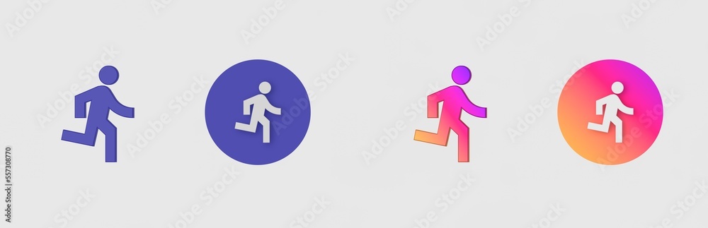 Pictogram, Run isolated on background, sign, icon, symbol, 3d rendering. Pictogram, Run isolated on background, sign, icon, symbol, 3d rendering.