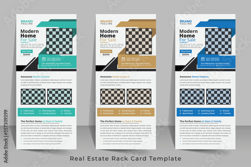 Corporate real estate agency rack card or dl flyer template design in vector