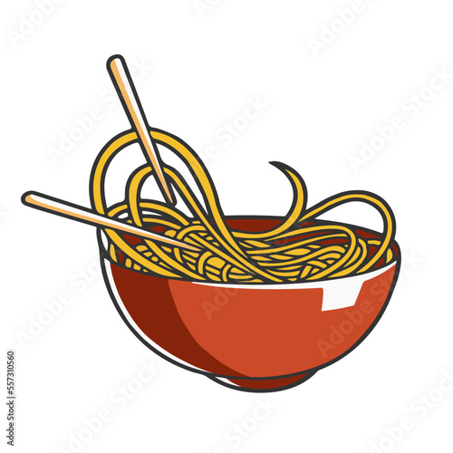 bowl of asian noodles - cartoon noodle food