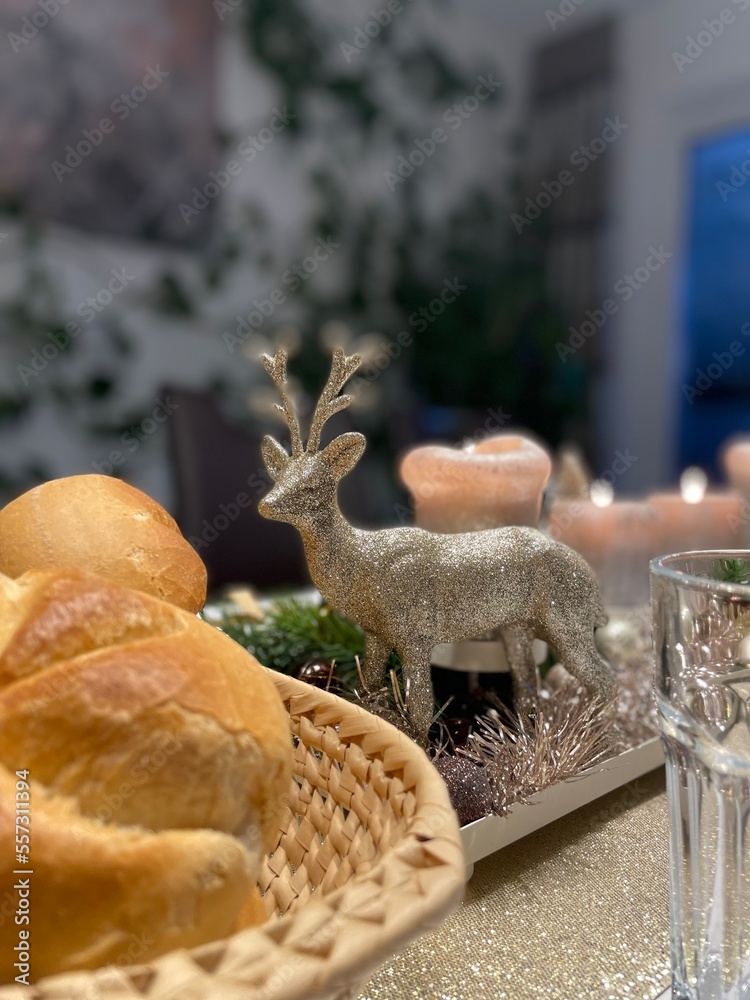 loaf of bread on the table in Christmas loaf of bread on the table in Christmas