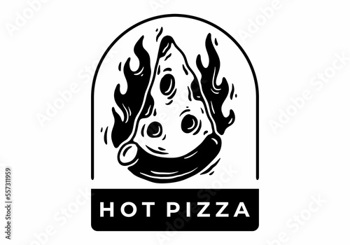 Illustration tattoo of a slice pizza with fire