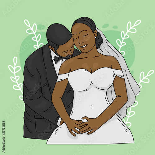 cute wedding couple love valentine doodle illustration