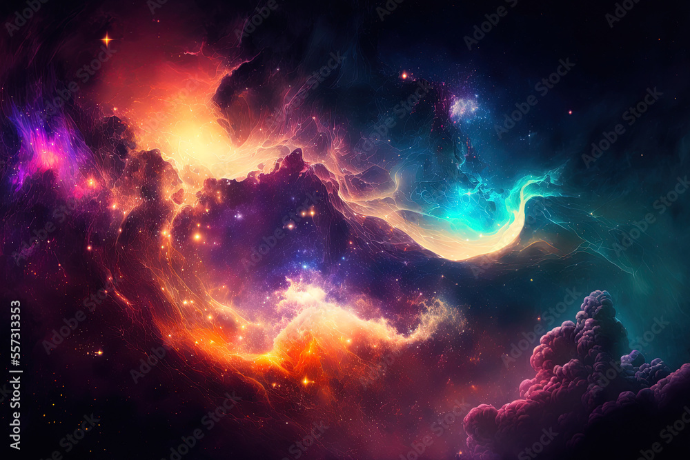 Obraz premium Background with abstract galaxy made by hand. Generative AI