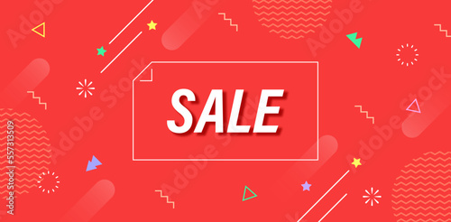 Sale banner on red background. sale event template.