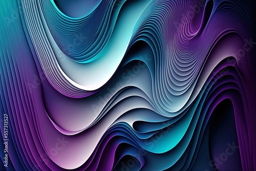 Abstract blue and purple wavy backdrop. Generative AI