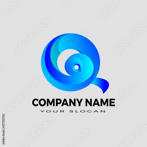Q  modern abstract 3d letter logo design templet