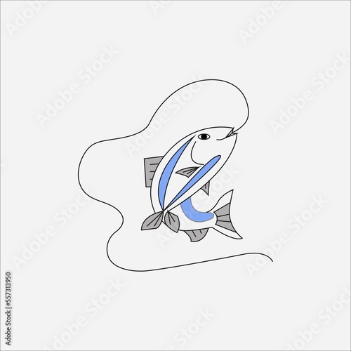Fish modern abstract 3d line logo design templet