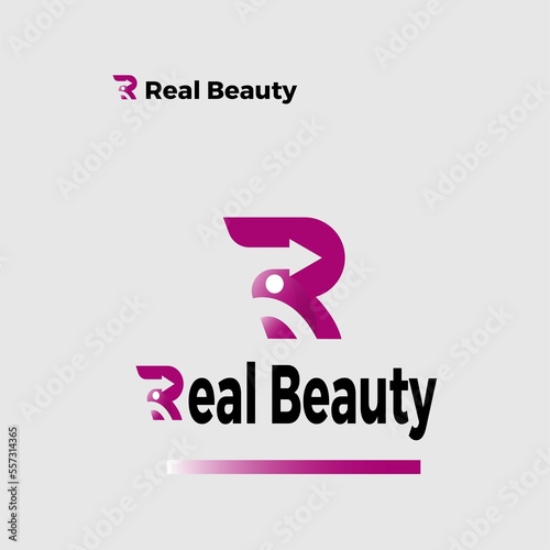 R modern abstract 3d letter logo design templet
