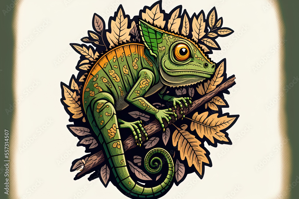 Fototapeta premium an adorable chameleon. Generative AI