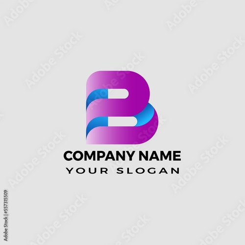 B modern abstract 3d letter logo design templet