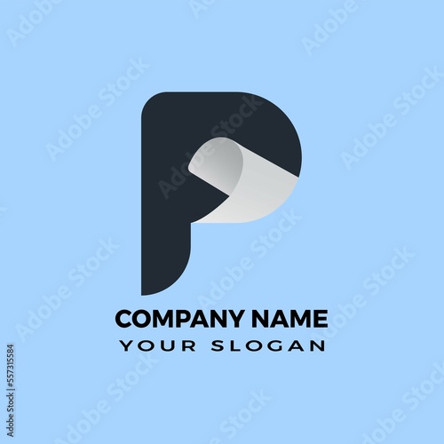 P modern abstract 3d letter logo design templet