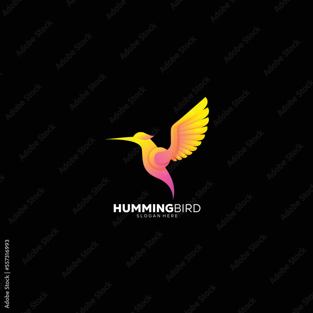 Fototapeta premium humming bird logo vector gradient color illustration