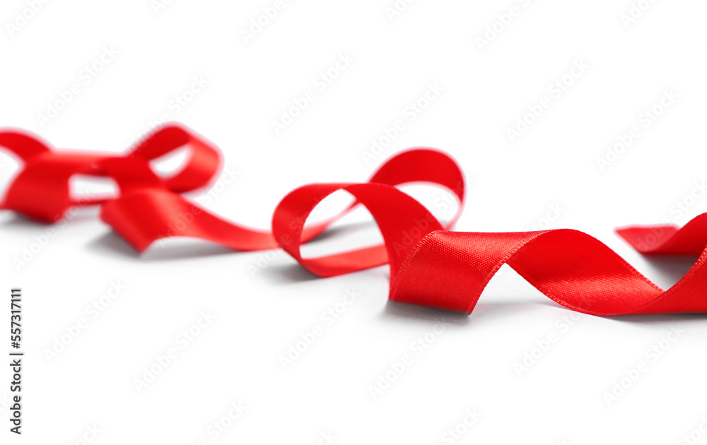 Red satin ribbon isolated on white background Red satin ribbon isolated on white background