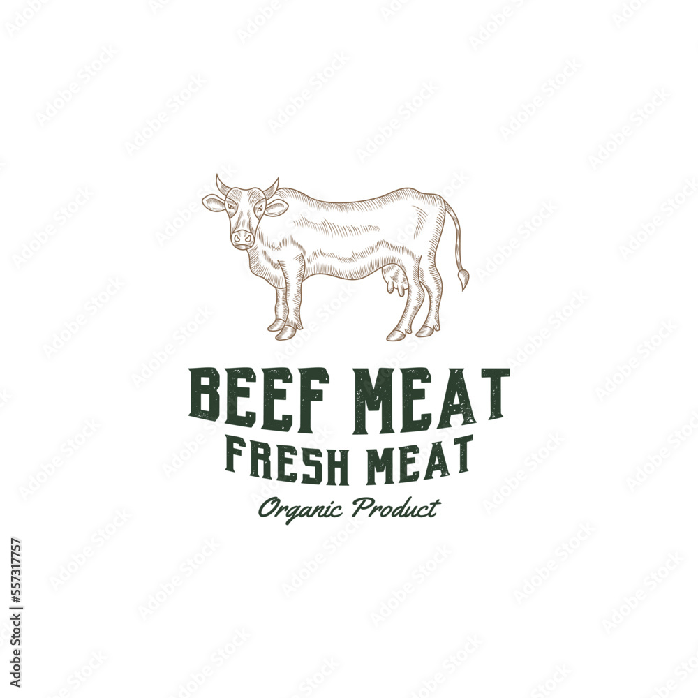 beef shop logo design premium template vector, butcher shop, meat store, cow farm beef shop logo design premium template vector, butcher shop, meat store, cow farm