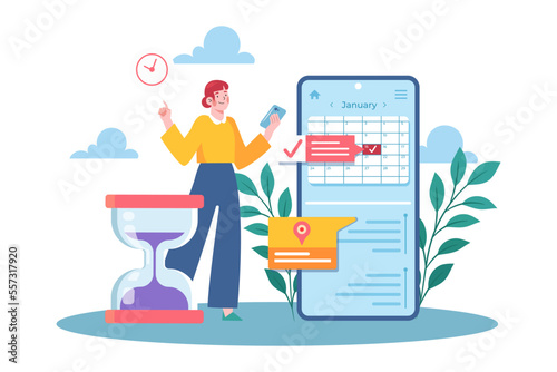 Girl Checking Her Meeting Schedule On A Mobile App