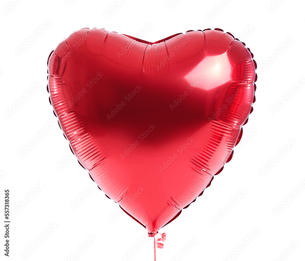Heart-shaped balloon for Valentine's Day on white background Heart-shaped balloon for Valentine's Day on white background