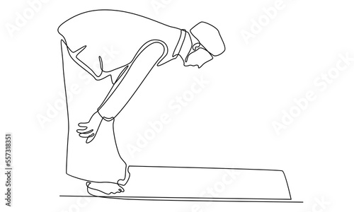 continuous line of muslim man praying