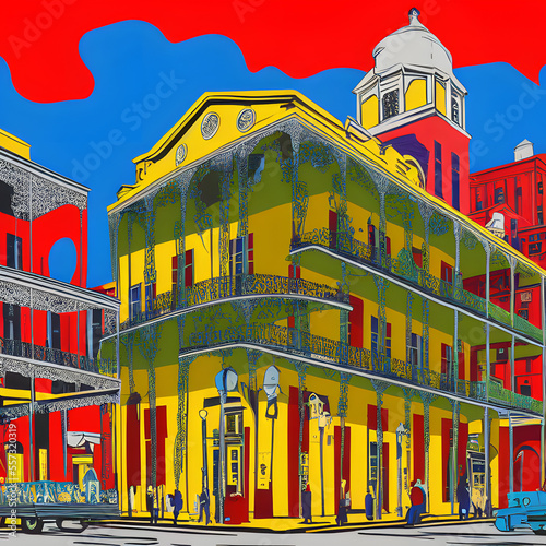 Cultural attractions New Orleans United States pop art style 