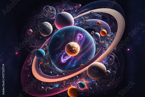 Print op canvas Cosmology stars, planets, and galaxies; space and time travel; scientific basis