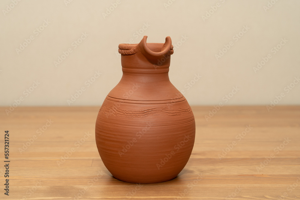 Ceramics, a ceramic product made with their own hands on a potter's wheel.