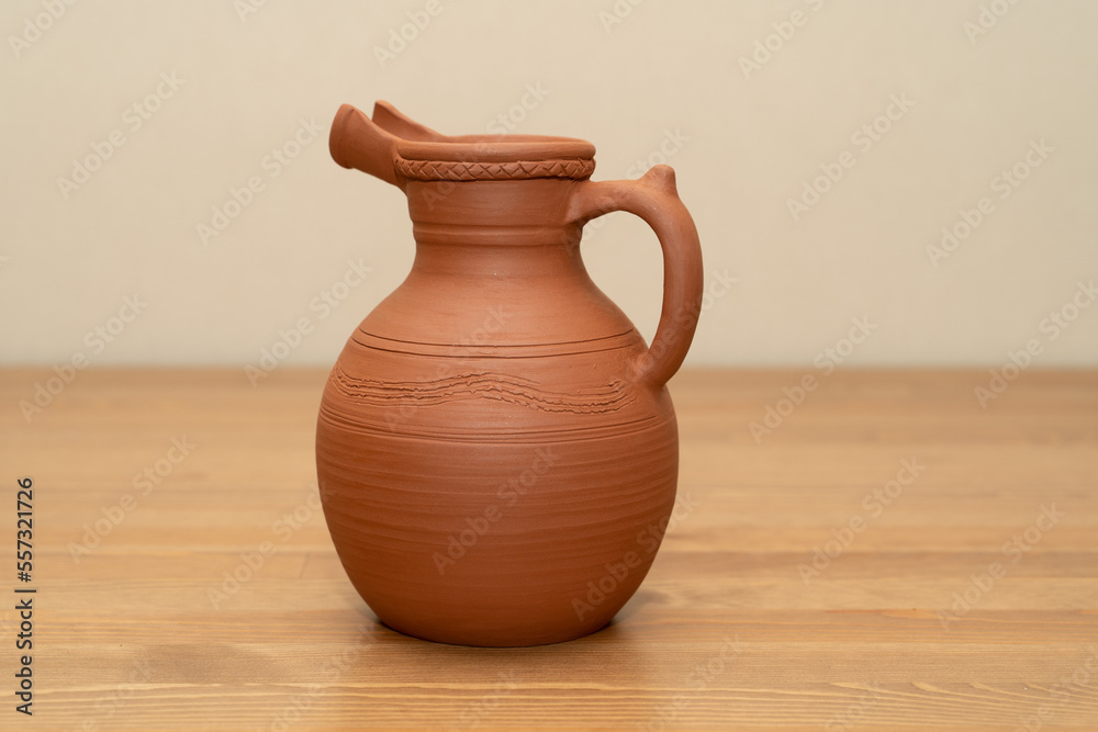 Ceramics, a ceramic product made with their own hands on a potter's wheel.
