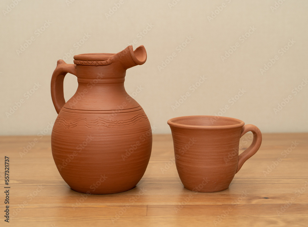 Ceramics, a ceramic product made with their own hands on a potter's wheel.