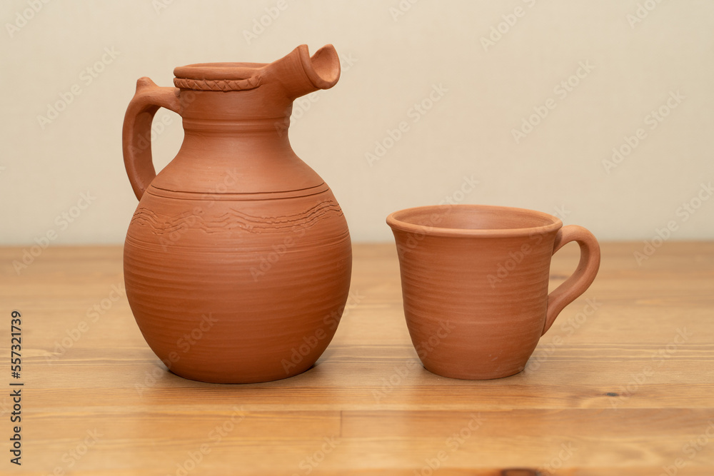 Ceramics, a ceramic product made with their own hands on a potter's wheel.