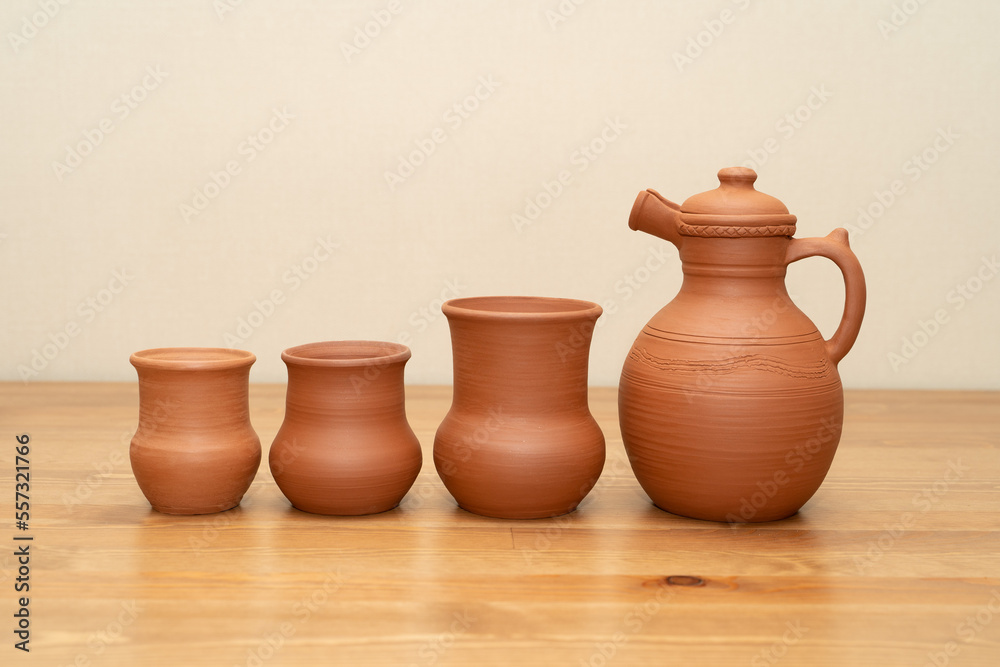 Ceramics, a ceramic product made with their own hands on a potter's wheel.