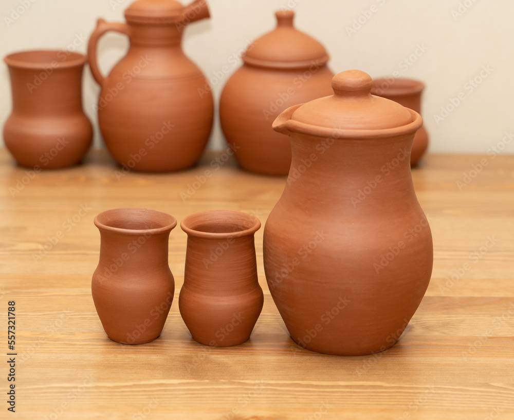 Ceramics, a ceramic product made with their own hands on a potter's wheel.