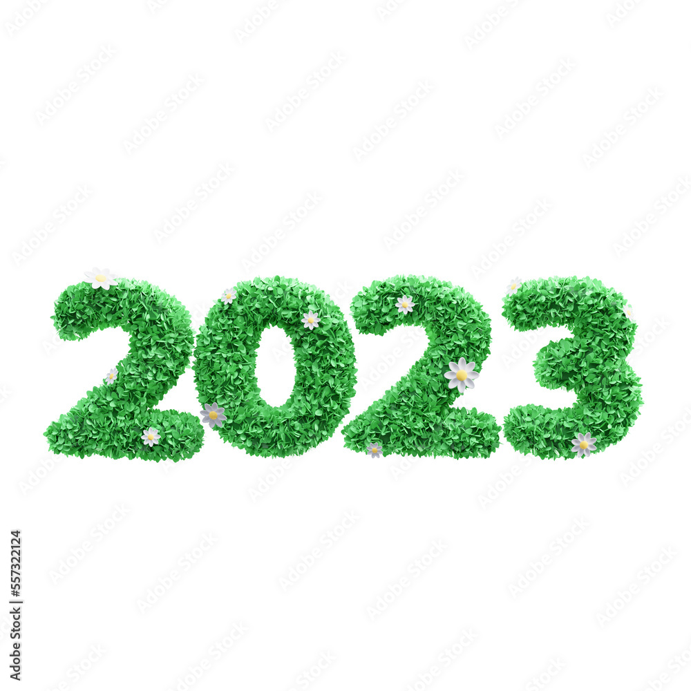 2023 leaf nature text style 3d illustration