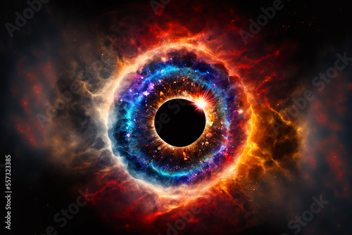 black hole ligh, like eye, god eye, galaxy similar to human eye. Generative AI 