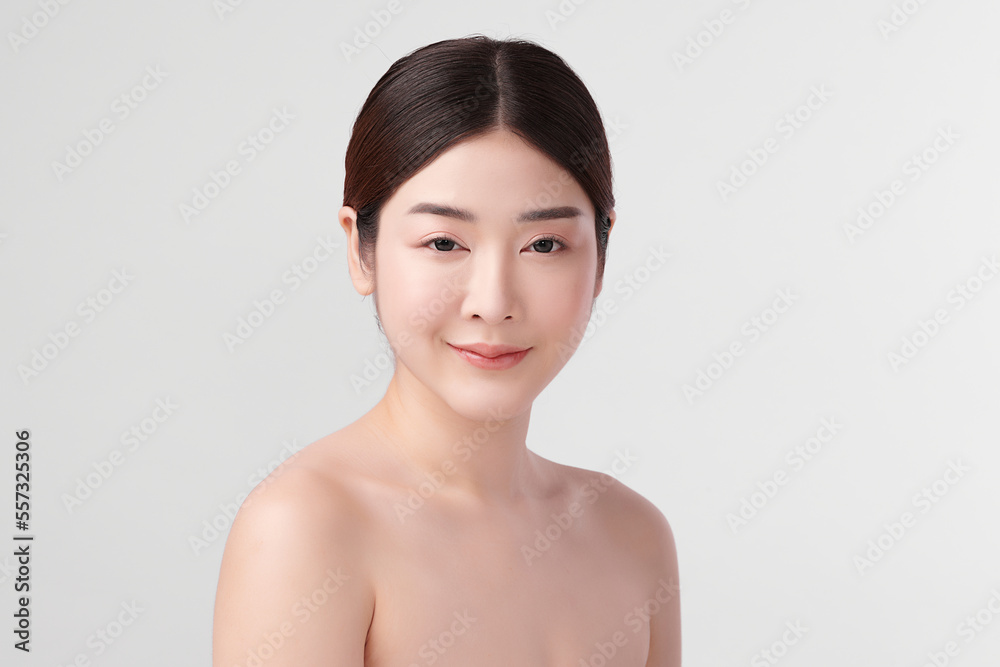 Beautiful young asian woman with clean fresh skin on white background, Face care, Facial treatment, Cosmetology, beauty and spa, Asian women portrait. Beautiful young asian woman with clean fresh skin on white background, Face care, Facial treatment, Cosmetology, beauty and spa, Asian women portrait.