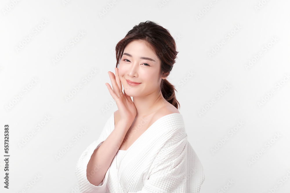 Beautiful young asian woman with clean fresh skin on white background, Face care, Facial treatment, Cosmetology, beauty and spa, Asian women portrait. Beautiful young asian woman with clean fresh skin on white background, Face care, Facial treatment, Cosmetology, beauty and spa, Asian women portrait.