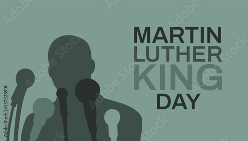 Martin Luther King Jr. Day typography greeting card design. MLK Day grey vector background photo