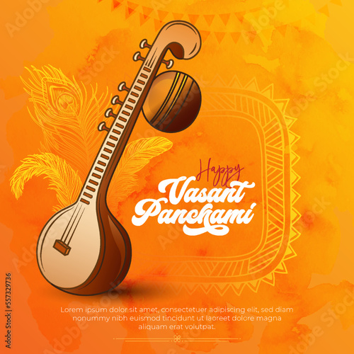 Happy Vasant Panchami Vector Background Design Template