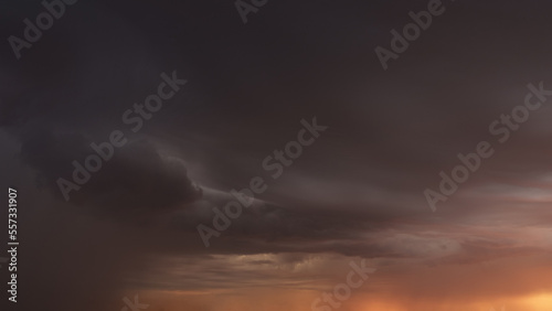 Detail shot of epic storm clouds during sunrise