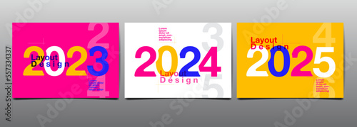 template layout design 2023, 2024, 2025, typography,  cover book. presentation abstract flat dsign photo