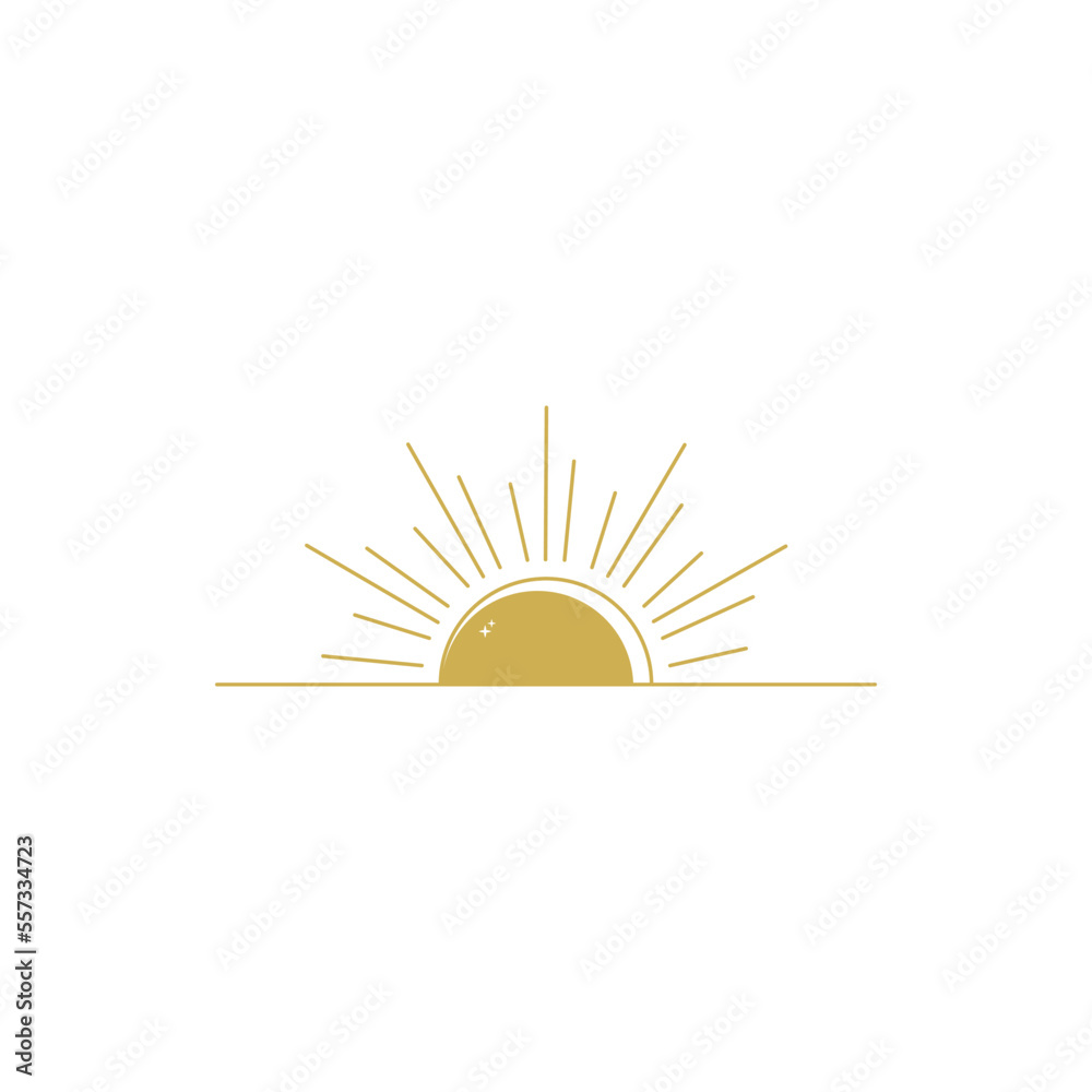 Icon logo and symbol, sun, window design template, geometric abstract design element for decoration.