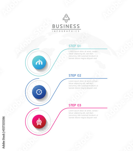 Connecting Steps business Infographic Template with 3 Elements