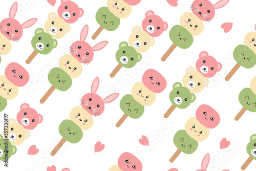 Background of Japanese dango dessert. Vector of Japanese dessert Dango