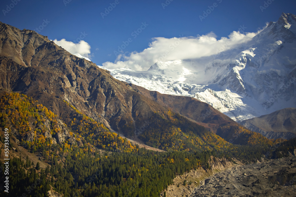 Beautiful autumn view of Nanga Parbat mountain, picture taken on the way to Nanga Parbat Base Camp, Pakistan