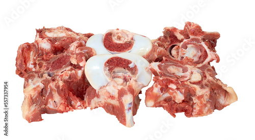 Beef bone marrow isolated on white background, Beef Stock Bone, Marrowbone on white With clipping path. photo