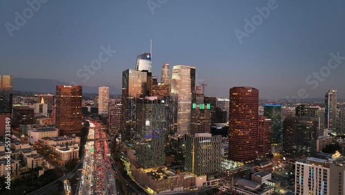 Wallpaper Mural Urban aerial view of skyscrapers in downtown Los Angeles California at night. Torontodigital.ca