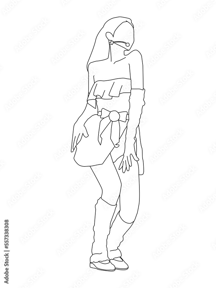 illustration of female south Korean idol or girl band kpop singing with charming pose on stage, for k-pop idol lovers image vector eps.10 illustration of female south Korean idol or girl band kpop singing with charming pose on stage, for k-pop idol lovers image vector eps.10