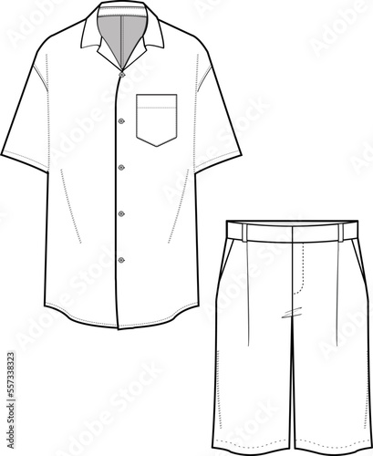 MEN AND BOYS WEAR TEE AND SHORT SET VECTOR SKETCH