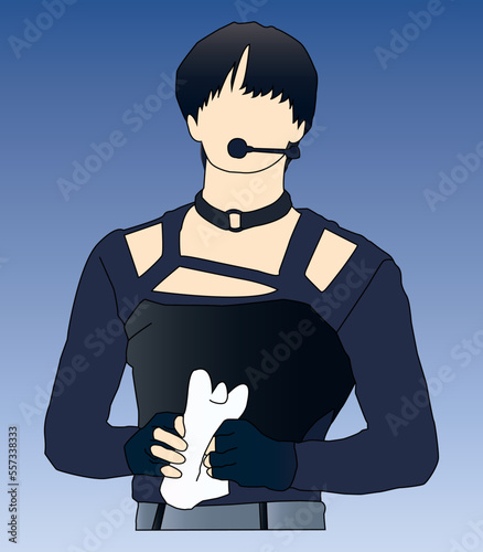 Photos colored illustration of male pop idol singing and greeting fans with charming poses on stage, for K-pop idol lovers image vector eps